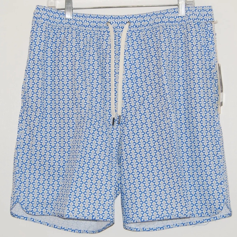 NWT Fair Harbor Men's Blue Schooner Lined Anchor Swim Trunks